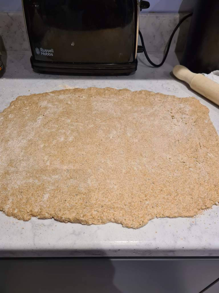 Roleed out wholemeal pastry